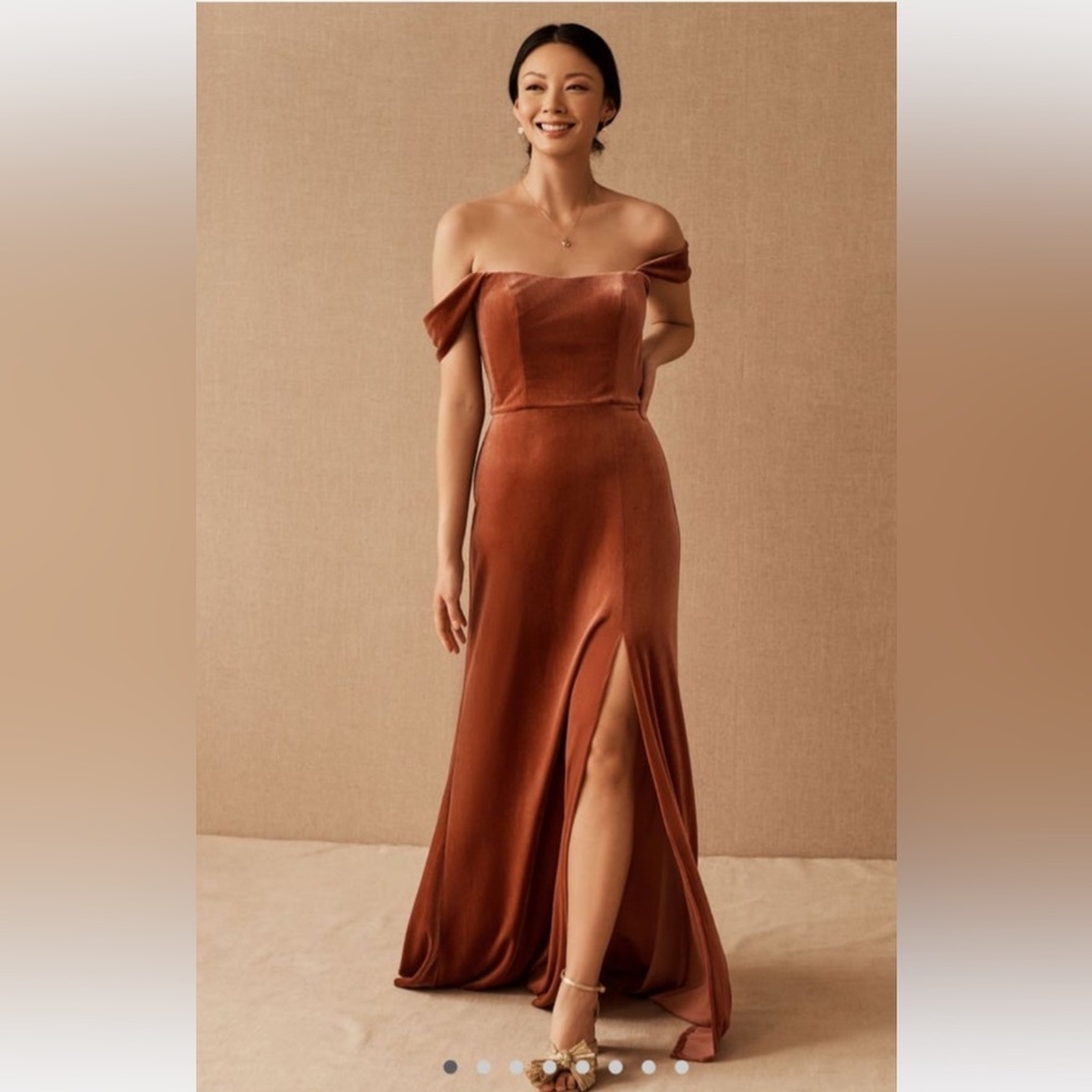 Jenny Yoo Issa velvet dress in English rose, size 14